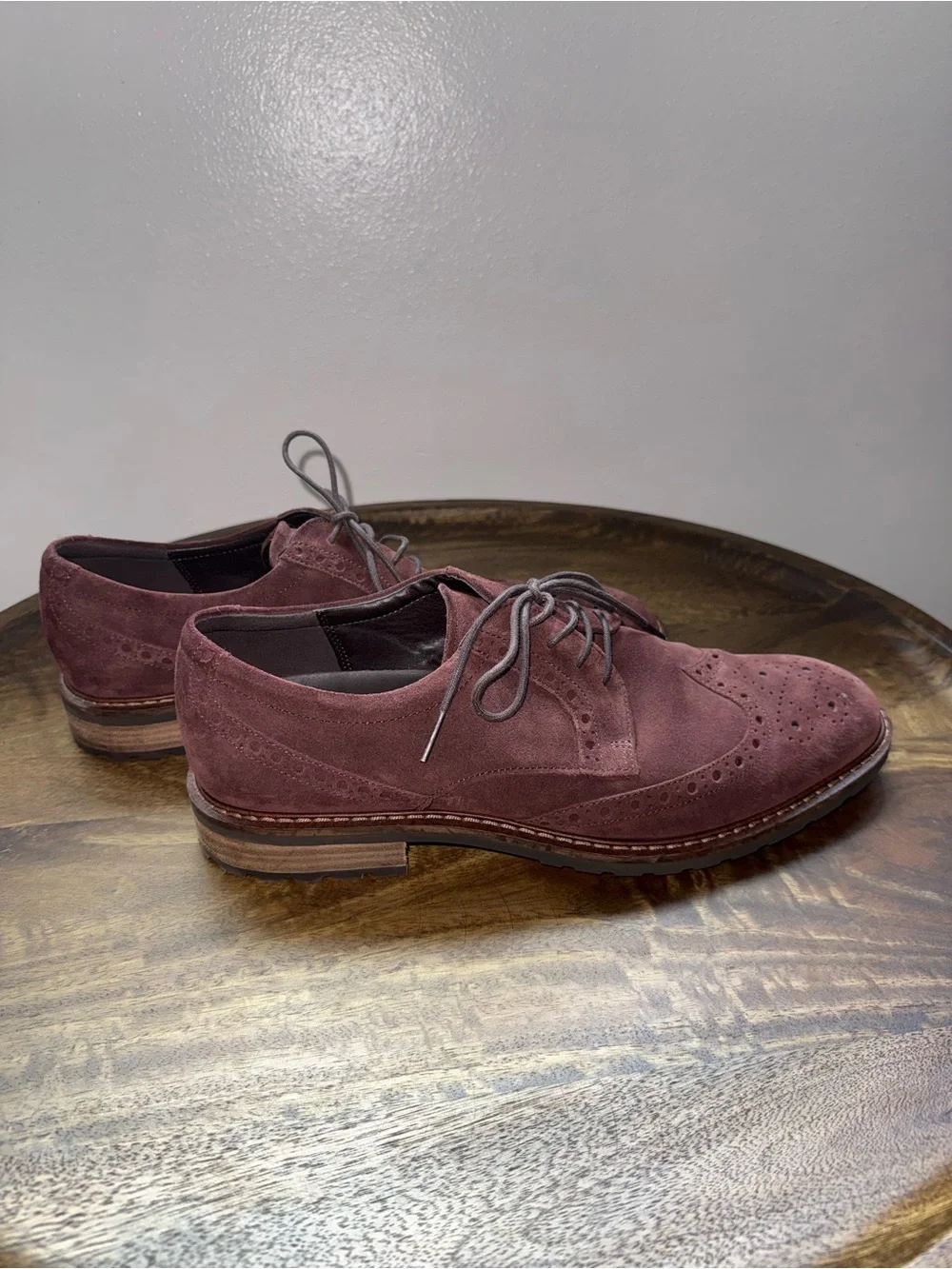 Ecco Men's Burgundy Suede Brogue Derby